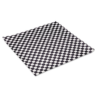 Grease-Resistant Paper Wraps And Liners, 12" x 12", Black Check, 1000/Box, 5 Boxes/Carton