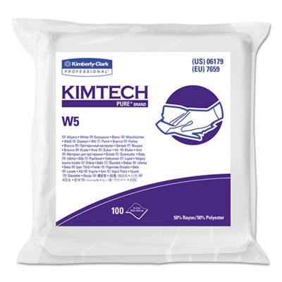 W5 Critical Task Dry Wipers, Flat Double Bag, Spunlace, 9 x 9, Unscented, White, 100/Pack, 5 Packs/Carton