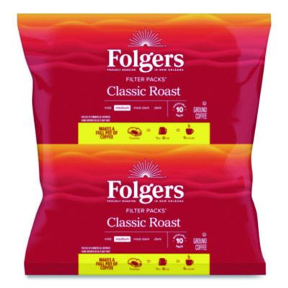 Coffee Filter Packs, Classic Roast, .9 Oz, 10 Filters/Pack, 4 Packs/Carton