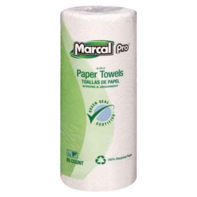 Perforated Kitchen Towels, White, 2-Ply, 9 x 11, 85 Sheets/Roll, 30 Rolls/Carton