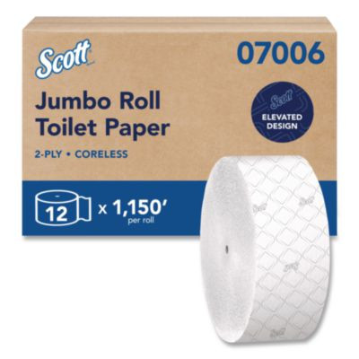 Essential Coreless Jrt, Septic Safe, 2-Ply, 3.75" x 1,150 Ft, White, 12 Rolls/Carton