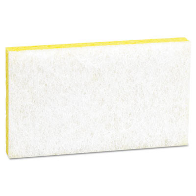 Light-Duty Scrubbing Sponge, #63, 3.6 X 6.1, 0.7" Thick, Yellow/White, 20/Carton