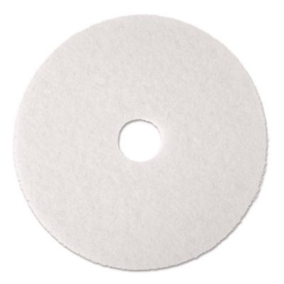 Low-Speed Super Polishing 4100 Floor Pads, 12" Diameter, White, 5/Carton