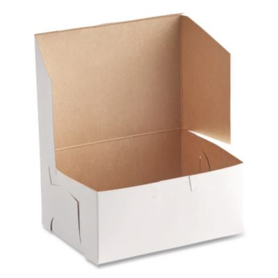 White One-Piece Non-Window Bakery Boxes, 6 x 6 x 3, White, Paper, 250/Carton