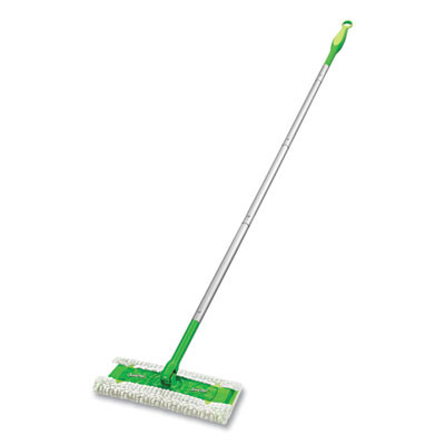 Sweeper Mop, 10 X 4.8 White Cloth Head, 46" Green/Silver Aluminum/Plastic Handle, 3/Carton