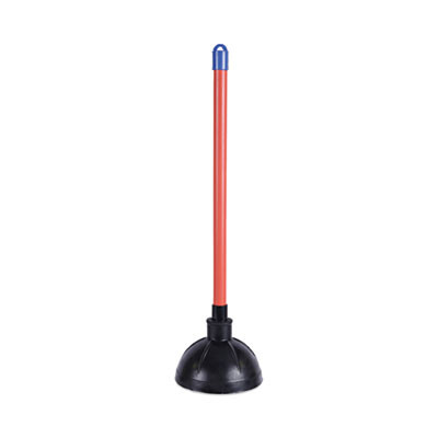 Toilet Plunger, 18" Plastic Handle, 5.63" Dia, Red/Black, 6/Carton