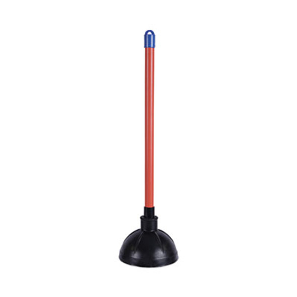 Toilet Plunger, 18" Plastic Handle, 5.63" Dia, Red/Black