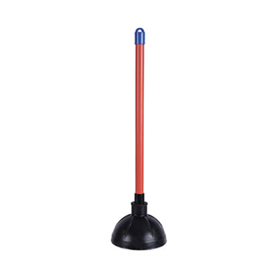 Toilet Plunger, 18" Plastic Handle, 5.63" Dia, Red/Black