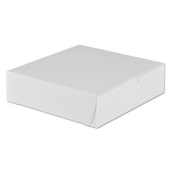 White One-Piece Non-Window Bakery Boxes, 9 x 9 x 2.5, White, Paper, 250/Carton