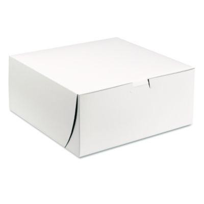 White One-Piece Non-Window Bakery Boxes, 9 x 9 x 4, White, Paper, 200/Carton