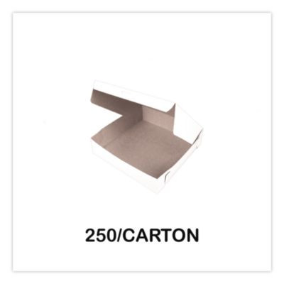 White One-Piece Non-Window Bakery Boxes, 10 x 10 x 2.5, White, Paper, 250/Carton