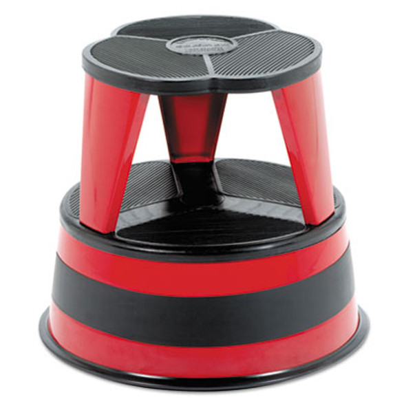 Kik-Step Steel Step Stool, 2-Step, 350 Lb Capacity, 16" Diameter x 14.25"h, Red
