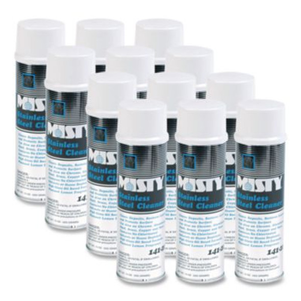 Stainless Steel Cleaner And Polish, Lemon Scent, 15 Oz Aerosol Spray, 12/Carton