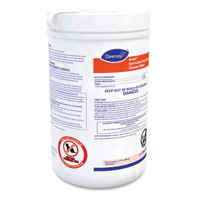 Avert Sporicidal Disinfectant Cleaner Wipes, 6 x 7, Chlorine Scent, 160/Canister, 12/Carton