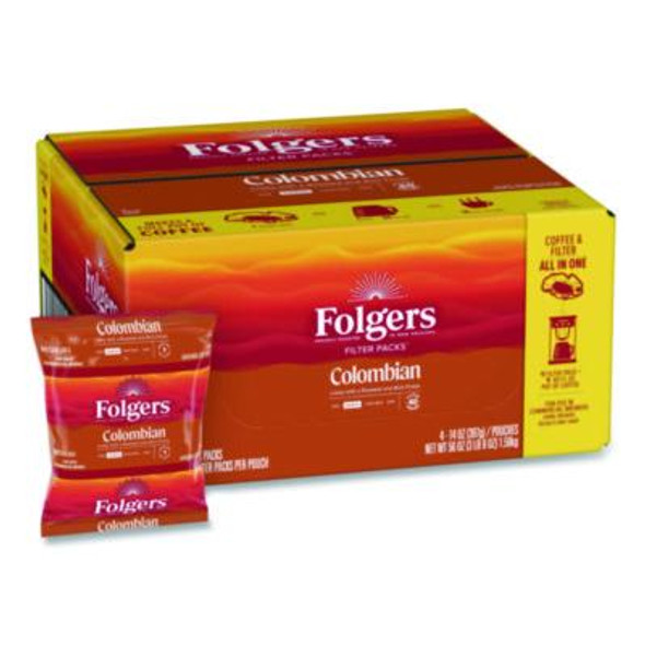 Coffee Filter Packs, 100% Colombian, 1.4 Oz Pack, 40/Carton