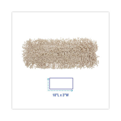 Industrial Dust Mop Head, Cotton, 18 x 3, White