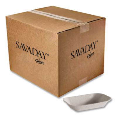 Savaday Molded Fiber Food Tray, 4 x 6, Beige, Paper, 250/Bag, 4 Bags/Carton