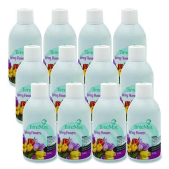 Premium Metered Air Freshener Refill, Spring Flowers, 7.1 Oz Aerosol Spray, 12/Carton