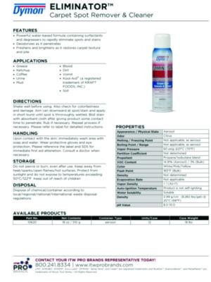 Eliminator Carpet Spot And Stain Remover, Unscented, 18 Oz Aerosol Spray, 12/Carton