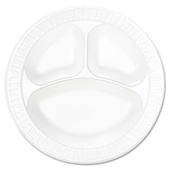 Concorde Foam Plate, 3-Compartment Plate, 10.25" Dia, White, 125/Pack, 4 Packs/Carton
