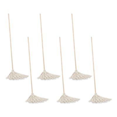 Handle/Deck Mops, #12 White Cotton Head, 48" Natural Wood Handle, 6/Pack