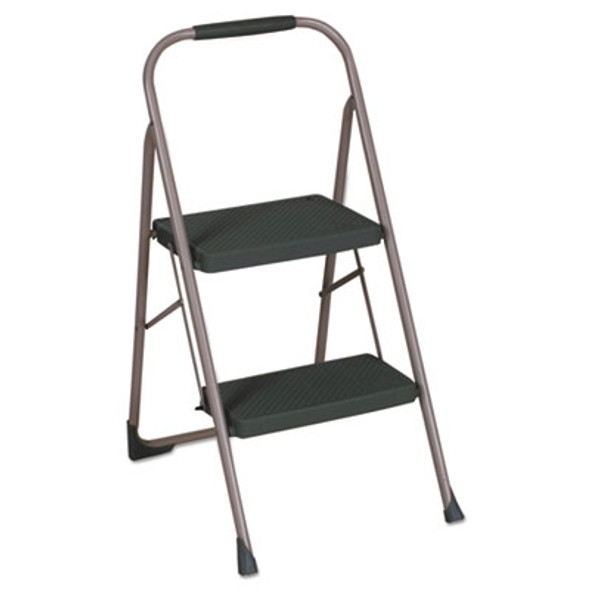 Big Step Folding Stool, 2-Step, 200 Lb Capacity, 20.5" Working Height, 22" Spread, Black/Gray