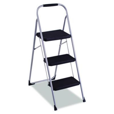3-Step Big Step Folding Stool, 200 Lb Capacity, 17.75 x 28 x 45.63, Light Gray