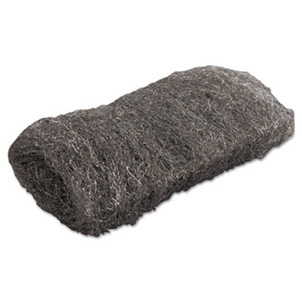Industrial-Quality Steel Wool Hand Pads, #1 Medium, Steel Gray, 16 Pads/Sleeve, 12 Sleeves/Carton