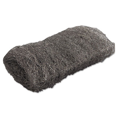 Industrial-Quality Steel Wool Hand Pads, #1 Medium, Steel Gray, 16 Pads/Sleeve, 12 Sleeves/Carton