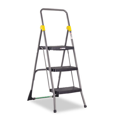 Commercial 3-Step Folding Stool, 300 Lb Capacity, 20.5 x 32.63 x 52.13, Gray