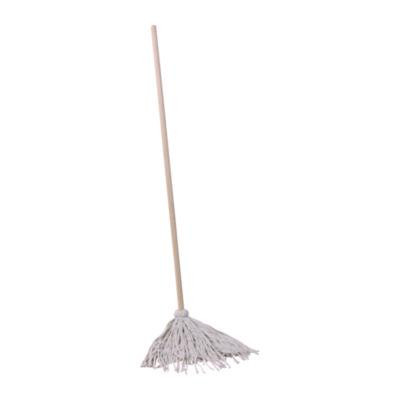 Handle/Deck Mops, #20 White Cotton Head, 54" Natural Wood Handle