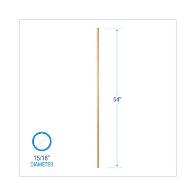 Threaded End Broom Handle, 0.94" Dia x 54", Natural