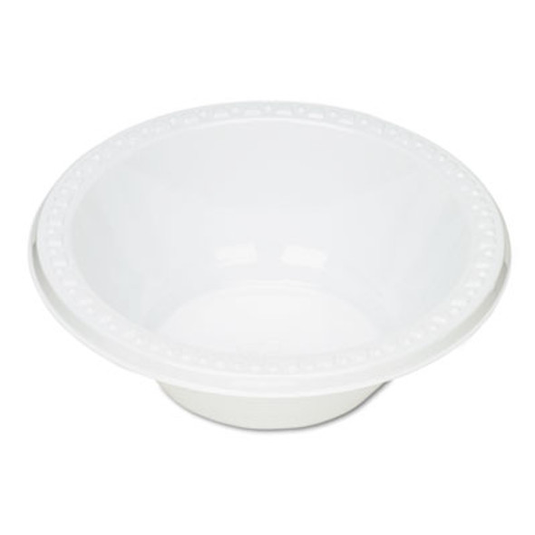 Plastic Dinnerware, Bowl, 12 Oz, White, 125/Pack