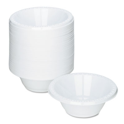 Plastic Dinnerware, Bowl, 12 Oz, White, 125/Pack