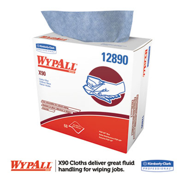 X90 Cloths, Pop-Up Box, 2-Ply, 8.3 x 16.8, Denim Blue, 68/Box, 5 Boxes/Carton