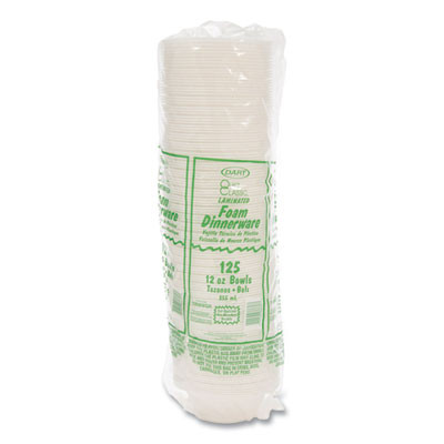Quiet Classic Laminated Foam Dinnerware Bowls, 10 To 12 Oz, White, 125/Pack, 8 Packs/Carton