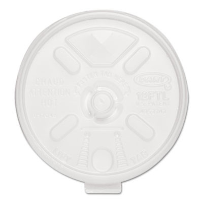 Lift n' Lock Plastic Hot Cup Lids, With Straw Slot, Fits 10 Oz To 14 Oz Hot Cups, Translucent, 100/Sleeve, 10 Sleeves/Carton