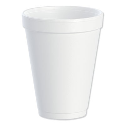Foam Drink Cups, 12 Oz, White, 25/Bag,  40 Bags/Carton
