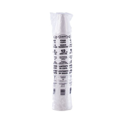 Foam Drink Cups, 12 Oz, White, 25/Pack