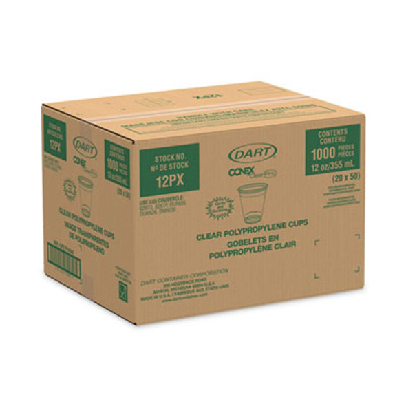 Conex Clearpro Plastic Cold Cups, 12 Oz, Clear, 50/Sleeve, 20 Sleeves/Carton