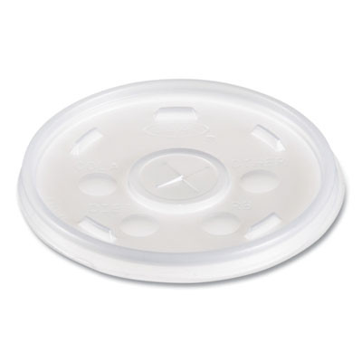 Plastic Lids For Foam Cups/Bowls/Containers, Flat With Straw Slot, Fits 6 Oz To 14 Oz, Translucent, 100/Pack, 10 Packs/Carton