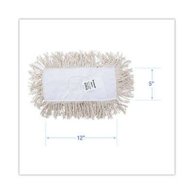 Industrial Dust Mop Head, Cotton, 12 x 5, White