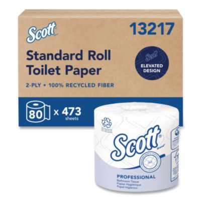 Essential 100% Recycled Fiber Srb Bathroom Tissue, Septic Safe, 2-Ply, White, 473 Sheets/Roll, 80 Rolls/Carton
