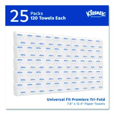 Premiere Folded Towels, 1-Ply, 9.4 x 12,4, White, 120/Pack, 25 Packs/Carton
