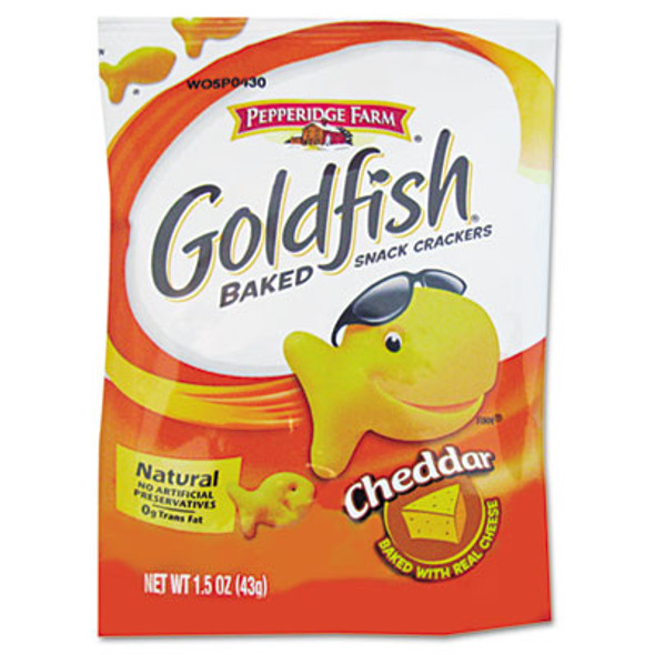 Goldfish Crackers, Cheddar, Single-Serve Snack, 1.5Oz Bag, 72/Carton
