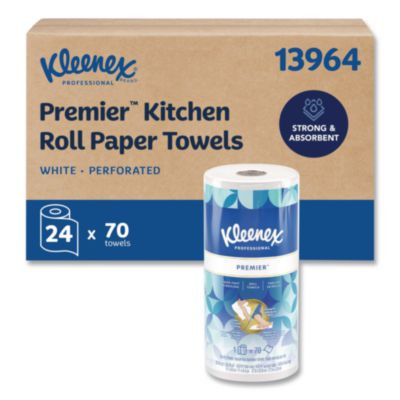 Premiere Kitchen Roll Towels, 1-Ply, 11 x 9.4, White, 70/Roll, 24 Rolls/Carton