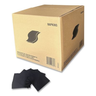 Cocktail Napkins, 1-Ply, 9 x 9, Black, 4,000/Carton