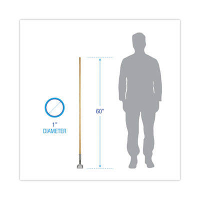 Clip-On Dust Mop Handle, Lacquered Wood, Swivel Head, 1" Dia x 60", Natural