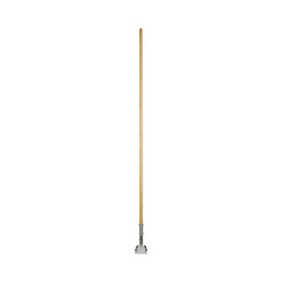 Clip-On Dust Mop Handle, Lacquered Wood, Swivel Head, 1" Dia x 60", Natural