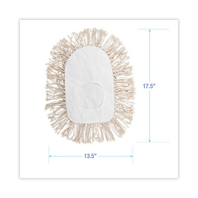 Wedge Dust Mop Head, Cotton, 17.5 x 13.5, White